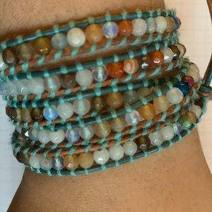 Turquoise beaded wrap bracelet